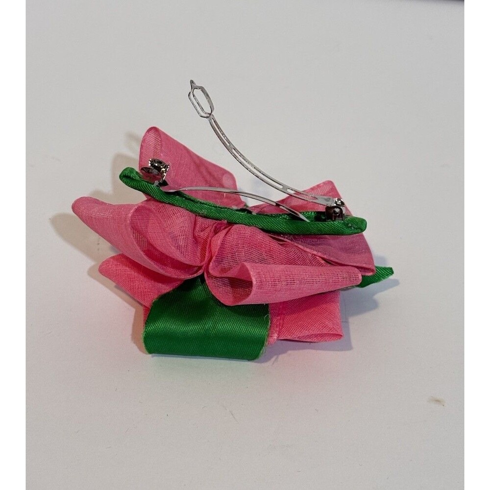 Women’s Pink Rose Flower Hair Clip Barrette Floral Hair Handmade Accessory - Picture 5 of 9